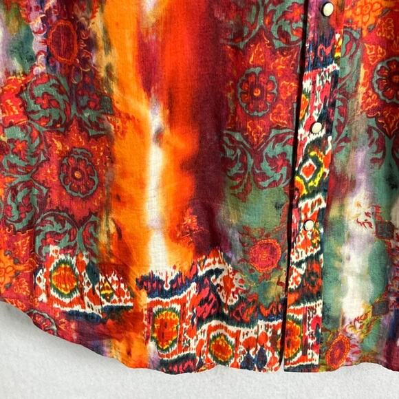 Polo Ralph Lauren Shirt Men's L Western Pearl Snap Psychedelic Aztec Vtg 90s - Picture 6 of 10